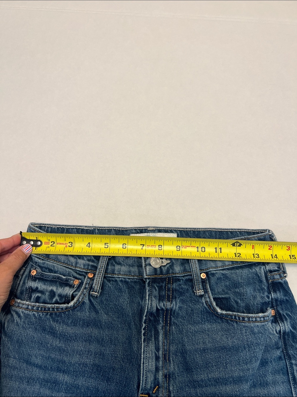 MOTHER Mid Blue Straight Leg Jeans - Picture 16 of 16